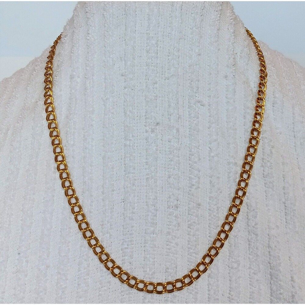 Vintage Evoke Signed Goldtone Double Curb Link Bismarck Chain Necklace 23 in EUC